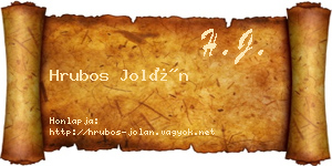 Hrubos Jolán névjegykártya